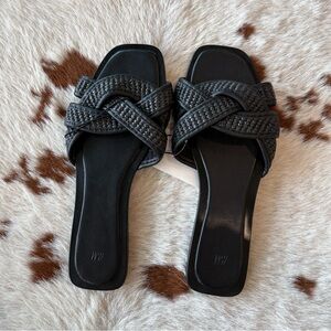 H&M Black Braided Slide Sandals